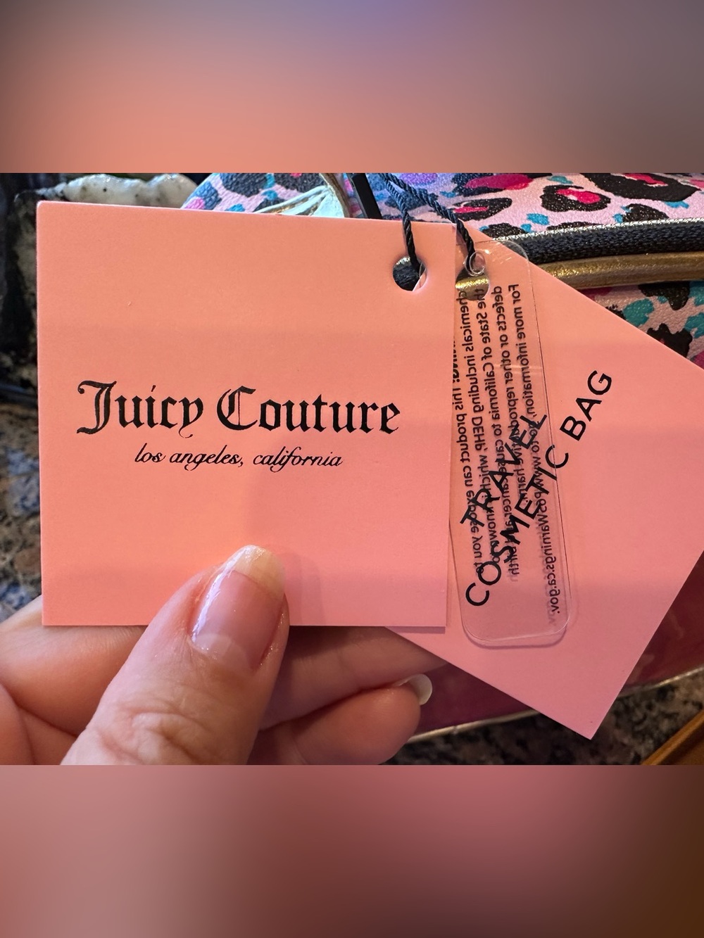 Juicy Couture Pink Black Leopard Print Cosmetic Case / Travel Bag Set NWT - Picture 6 of 9